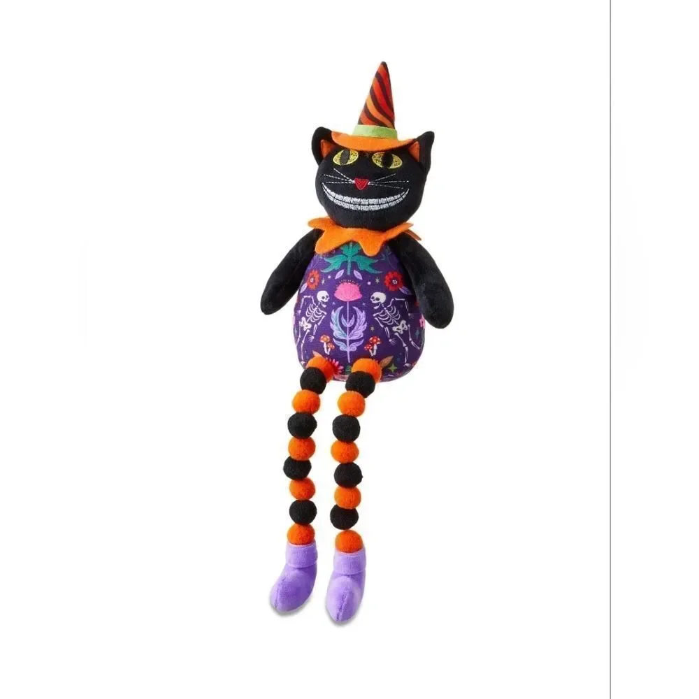 Plush Vintage Grinning Cat Tabletop Decor Multicolor 18